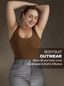 Plus Solid Shapewear 背心式紧身衣 - 咖啡棕 - 查看 4