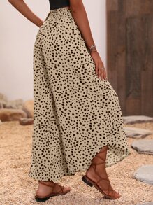 Breezaya Quần nữ viền lá sen Dải chun Quần paper-bag Tất cả trên in Boho - Màu Khaki - Xem 2