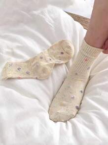 Calcetines de tripulación con estampado floral - Multicolor - Ver 1