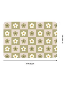 1pc Flower Pattern Bath Mat, Polyester Anti-slip Bath Rug For Bathroom - Multicolor - View 3
