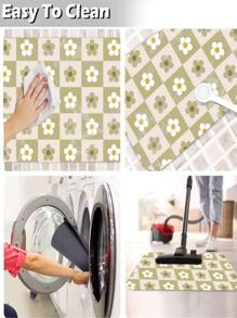1pc Flower Pattern Bath Mat, Polyester Anti-slip Bath Rug For Bathroom - Multicolor - View 6