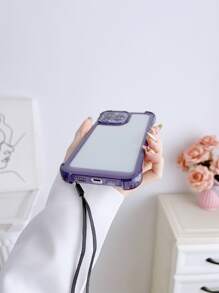 Ốp điện thoại trong suốt chống rơi có dây buộc - Màu tím - Xem 2