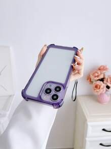 Ốp điện thoại trong suốt chống rơi có dây buộc - Màu tím - Xem 4