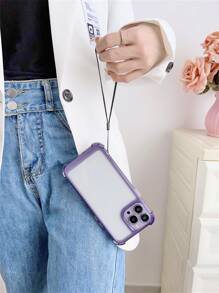Ốp điện thoại trong suốt chống rơi có dây buộc - Màu tím - Xem 5