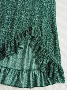 SHEIN VCAY Falda con estampado floral bajo con fruncido asimétrico - Multicolor - Ver 3