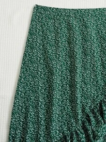 SHEIN VCAY Falda con estampado floral bajo con fruncido asimétrico - Multicolor - Ver 4