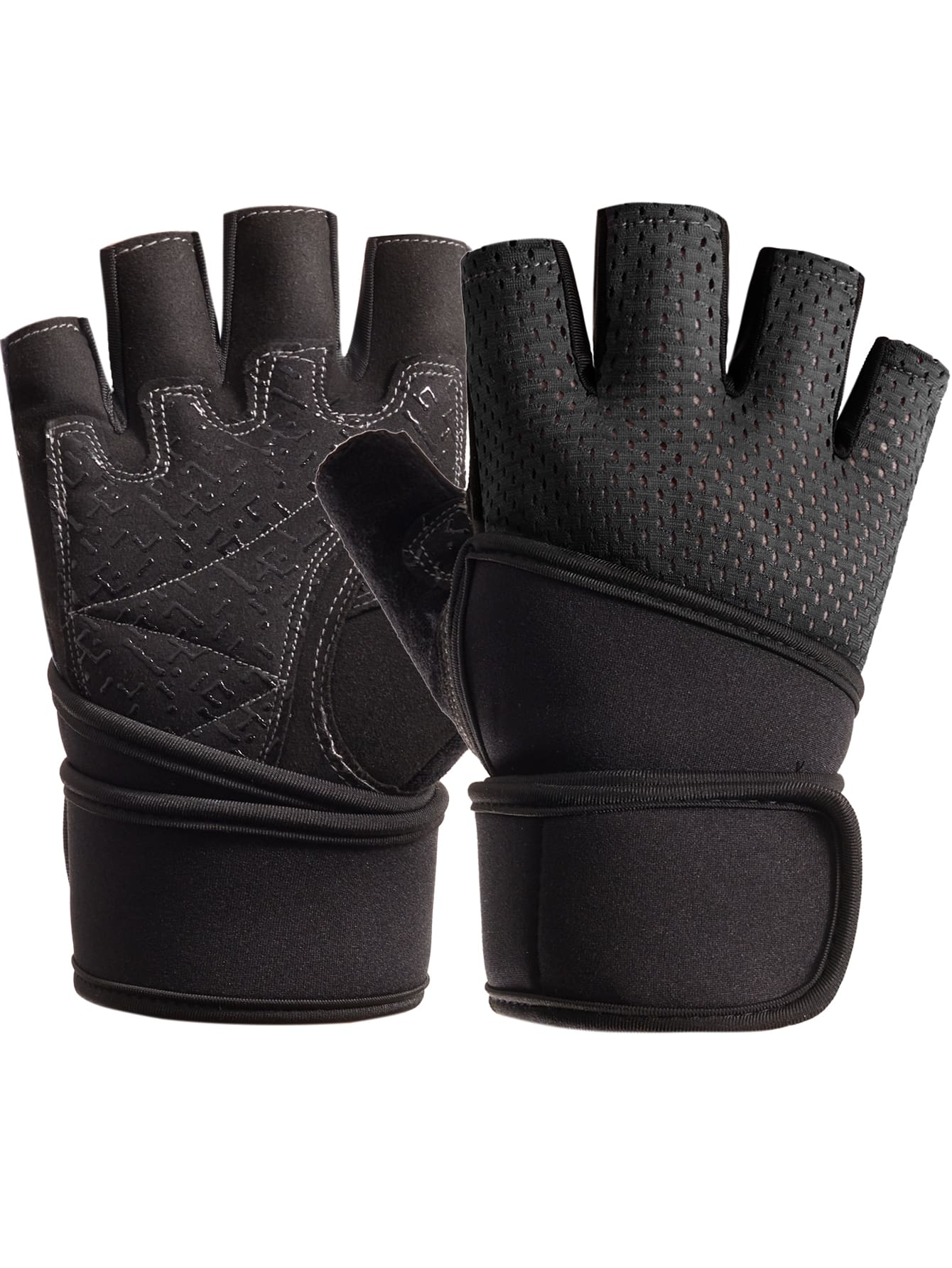 1pc Half-finger Breathable Sports Gloves - Black - View 1