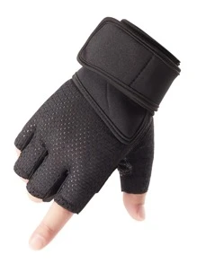 1pc Half-finger Breathable Sports Gloves - Black - View 3