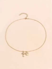 1pc Cubic Zirconia Decor Cross Charm Necklace Copper Jewelry - Yellow Gold - View 2