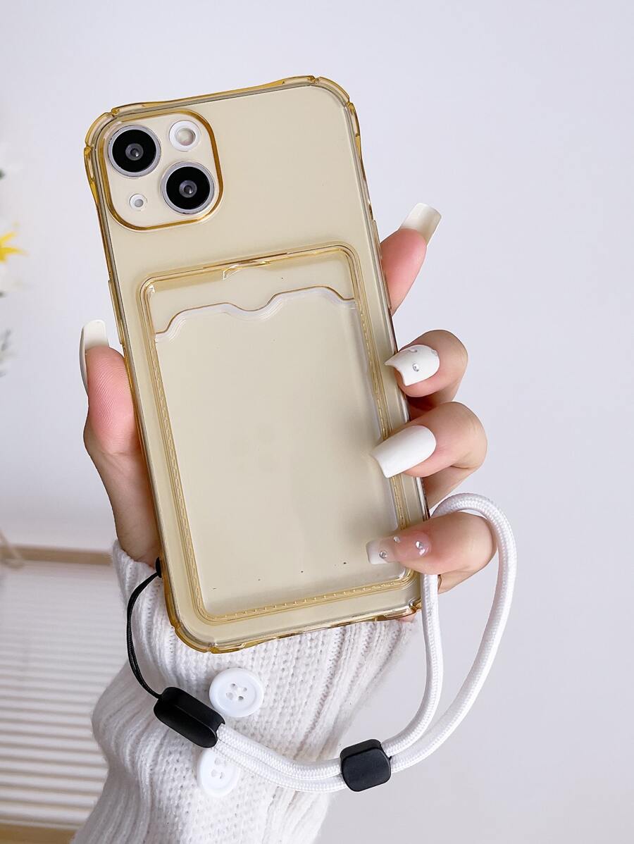 透明手機殼附卡套和手機掛繩 - 香檳色 - 查看 1