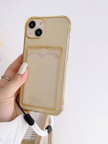 透明手機殼附卡套和手機掛繩 - 香檳色 - 查看 2