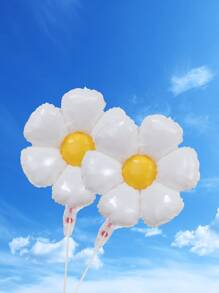 1 pieza Globo de decoración de celebración de fiesta de plástico creativo con margarita para fiesta - Blanco - Ver 3