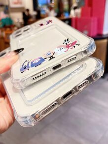 Cartoon Graphic Clear Phone Case With Card Holder
