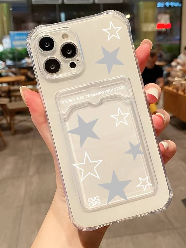 Star Pattern Clear Phone Case With Card Holder SHEIN USA