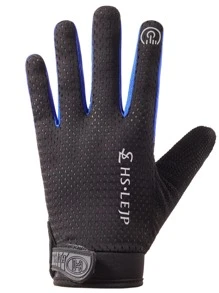 1入組網紗觸控式螢幕騎行手套 - 藍色 - 查看 2