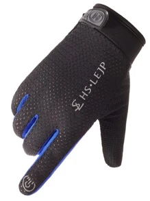 1入組網紗觸控式螢幕騎行手套 - 藍色 - 查看 4