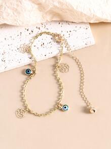 Pulsera tobillera ojo & con accesorio de flor - Amarillo Oro - Ver 2