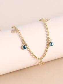 Pulsera tobillera ojo & con accesorio de flor - Amarillo Oro - Ver 3