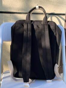 字母貼飾經典背包 - 黑色 - 查看 6