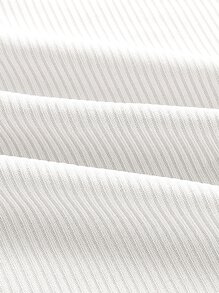 SHEIN MOD Áo thun nữ Gân đan màu trơn Giải trí - trắng - Xem 3