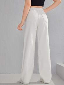 SHEIN Teen Girls Cartoon & Letter Graphic Ripped Jeans - White - View 2