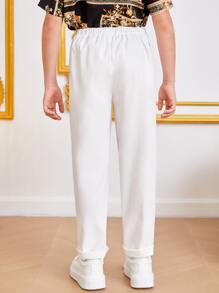 SHEIN Boys Solid Straight Leg Trousers - White - View 2
