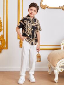 SHEIN Boys Solid Straight Leg Trousers - White - View 3