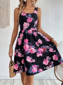 SHEIN Clasi Floral Print A-line Dress