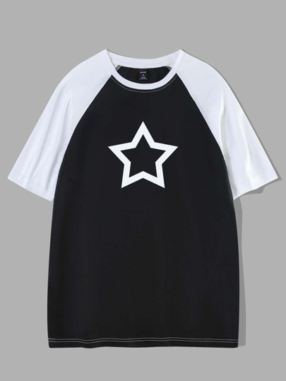 Prep Men Star Print Raglan Sleeve Tee