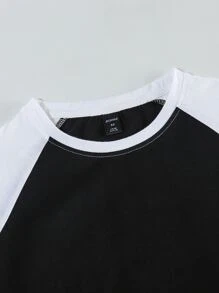 ROMWE MEN Prep 男士星星印花圓肩短袖t恤 - 黑與白 - 查看 3