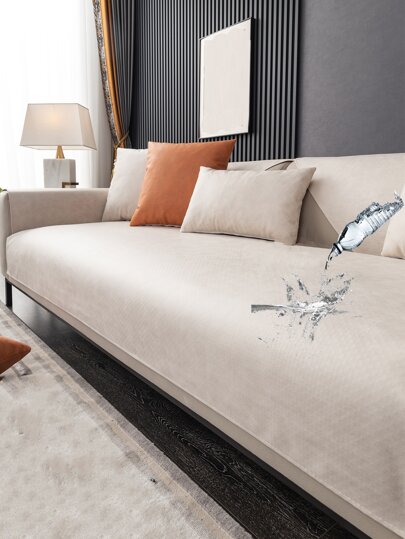 1pc Solid Color Waterproof Sofa Protector, Minimalist Design Pet-Friendly, Anti-Scratch, Anti-Fouling, Anti-Slip, All Season, Holiday Sofa Decor Cover