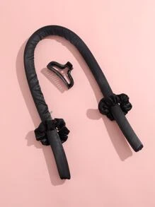 Heatless Hair Curler Heatless Curling Rod Headband For Long Hair, Satin Heatless Curling Set No Heat Curling Headband Hair Curler To Sleep Overnight Hair Roller With Scrunchies Hair Clips - Black - View 3