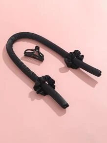 Heatless Hair Curler Heatless Curling Rod Headband For Long Hair, Satin Heatless Curling Set No Heat Curling Headband Hair Curler To Sleep Overnight Hair Roller With Scrunchies Hair Clips - Black - View 5