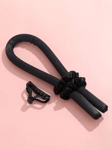 Heatless Hair Curler Heatless Curling Rod Headband For Long Hair, Satin Heatless Curling Set No Heat Curling Headband Hair Curler To Sleep Overnight Hair Roller With Scrunchies Hair Clips - Black - View 6