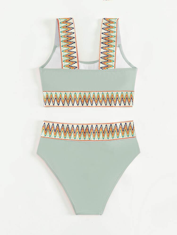 Teen Girls Chevron Tape Bikini Set Summer Beach