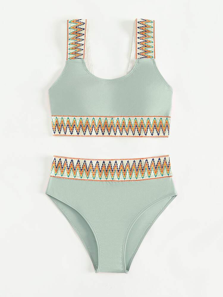 Teen Girls Chevron Tape Bikini Set Summer Beach