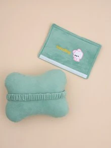 1pc Cartoon Rabbit & Letter Embroidered Car Neck Pillow & 1pc Car Seat Belt Cover - Green - View 2