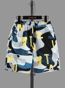 SHEIN 男孩標語圖案T恤和迷彩印花短褲 - 彩色 - 查看 3