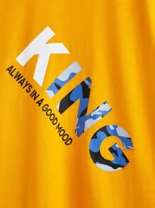 SHEIN 男孩標語圖案T恤和迷彩印花短褲 - 彩色 - 查看 5