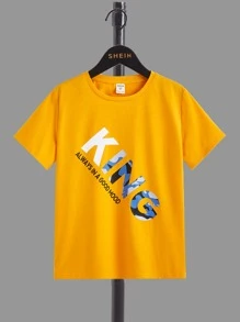 SHEIN 男孩標語圖案T恤和迷彩印花短褲 - 彩色 - 查看 8