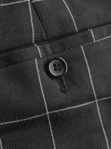 男士格紋斜口袋西裝褲不附腰帶 - 黑色 - 查看 3