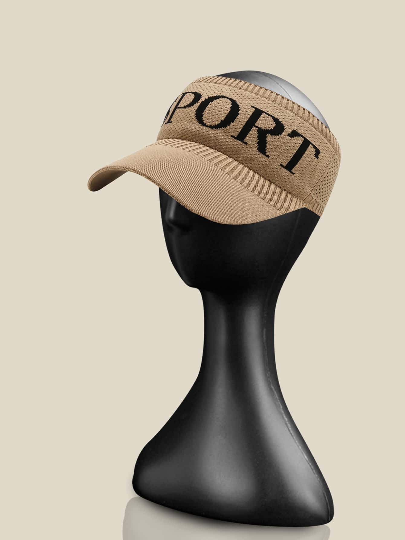 字母圖案運動帽 - 卡其色 - 查看 1