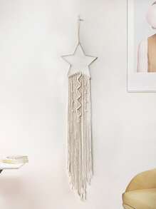 1入組編織壁掛織物星形設計流蘇掛飾適用於室內和室外