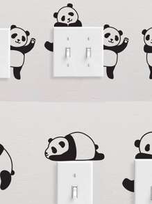 1set Panda Switch Wall Sticker Home Decor Bedroom DIY Lovely Animal Light Switch Decals, Stickers, Wall Decal, Vinyl Decal For Home Decorations, Spring Decoration Items Refresh Your Home, Rama Decoration Stickers Gifts Birthday Graduation - Black - View 2
