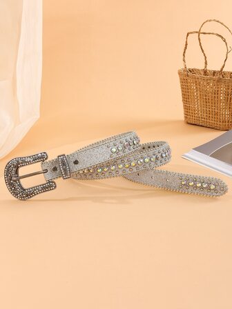 Cinturón con diseño de diamante de imitación