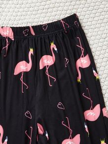 Girls Flamingo & Slogan Graphic PJ Set - Multicolor - View 4