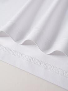 Manfinity Homme 男式寬鬆字母圖案背心 - 白色 - 查看 6