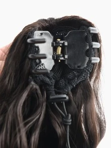 Long Curly Ponytail Synthetic Hair Extension - Black - View 3