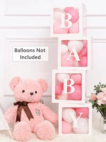 8pcs/set Paper Balloon Box, Clear Letter Graphic Party Decoration Gift Box For Balloon - White - View 2