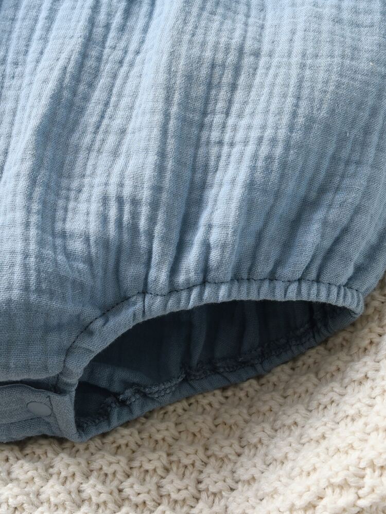 Baby Floral Embroidery Ruffle Trim Bodysuit - Blue - View 6